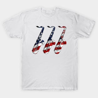 Saxophone USA Flag Saxophonist Jazz Musician 4th July T-Shirt